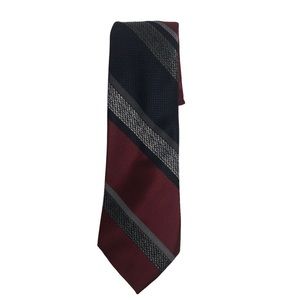 Oakton Ltd. Maroon Black Gray Silver Striped Tie